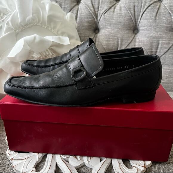Salvatore Ferragamo Black Leather Loafers Shoes Men’s 10 main image 4